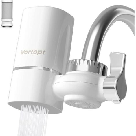 Filtre à eau pour robinet d'évier, débit rapide - Système de filtration d'eau pour robinet de 400 gallons pour l'eau du robinet, certifié NSF pour réduire le chlore et le mauvais goût, 1 remplacement,