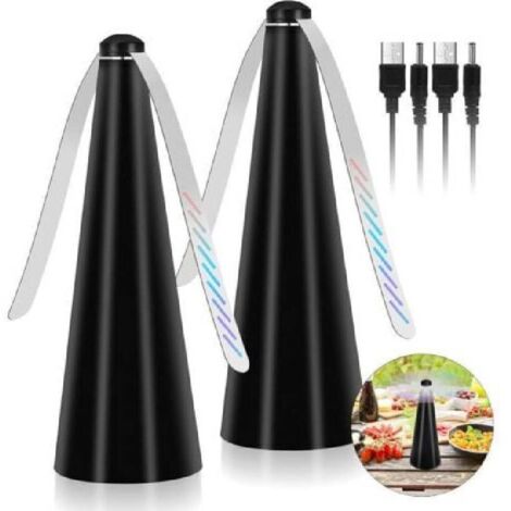 Ventilateur anti-moustiques, lot de 2 feuilles anti-insectes, pour éloigner les mouches et les insectes des aliments, idéal pour les dîners à la maison, les pique-niques et les barbecues (noir) (1/5)