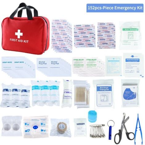 Trousse de premiers secours de 152 pièces, coffret d'urgence pour activités de plein air, assortiment complet pour le travail, la maison, la voiture, le camping, les voyages, le sport, mini trousse de (1/4)