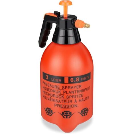 Arrosoir universel 3 L, buse réglable, pour arrosage et désherbage, pulvérisateur de jardin, orange et noir (1/5)