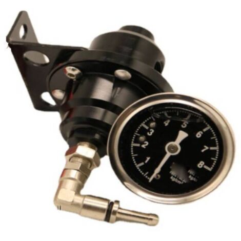Régulateur de pression de carburant réglable en alliage d'aluminium, régulateur de pression de carburant réglable pour automobile, avec manomètre (noir)