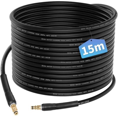 Tuyau flexible de 15 m adapté aux accessoires de machine de nettoyage haute pression Karcher K2 K3 K4 K5 K6 K7 tuyau d'extension de remplacement pièces de rechange tuyau d'extension avec connecteur ra (1/5)