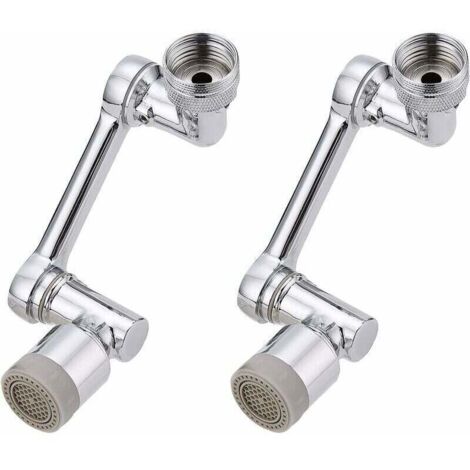 Lot de 2 rallonges de robinet rotatives à 1080 degrés, rotation à 1080 degrés, filtre anti-éclaboussures universel pour cuisine, salle de bain, rallonge de robinet double mode Chromée (1/5)