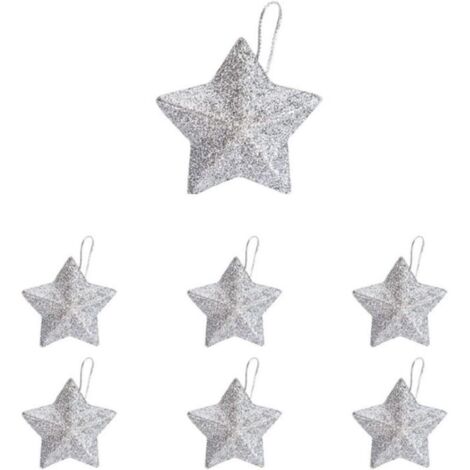 100 mini décorations de sapin de Noël en forme d'étoile, décorations de Noël, fournitures pour fête de Noël à faire soi-même (argenté) (1/2)