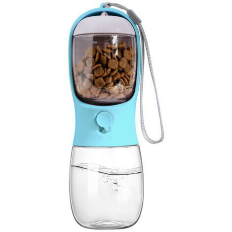 Bouteille d'eau pour chien et chiot - 300 ml - Conception anti-fuite - Comprend un bol pour la nourriture - Idéale pour les voyages. (1/3)