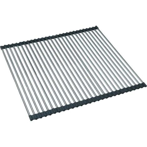 Égouttoir à vaisselle de cuisine, égouttoir à vaisselle pliable, égouttoir à vaisselle de cuisine en acier inoxydable, égouttoir à vaisselle de comptoir pour évier, tapis égouttoir à vaisselle, 47 x 5 (1/4)