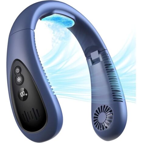 Climatiseur de cou, ventilateur de cou portable avec plaque de refroidissement à 360°, ventilateur USB rechargeable 5000 mAh, mains libres, sans pales – Mini ventilateur pliable pour hommes et femmes