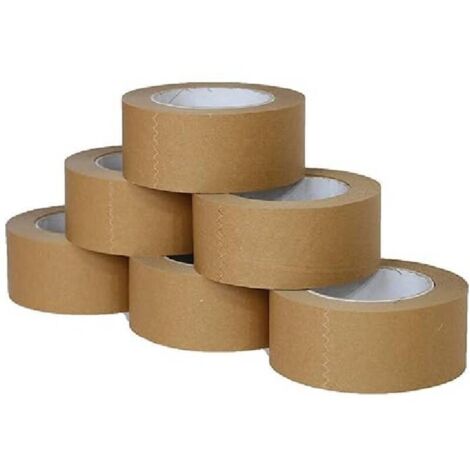 Ruban adhésif en papier kraft écologique de 20 mm x 16 m, ruban d'emballage brun, ruban en papier biodégradable, sans plastique, entièrement recyclable (1/5)