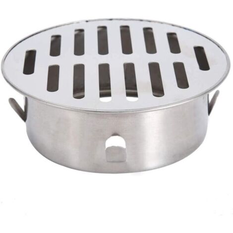 Siphon de sol, évier rond de balcon en acier inoxydable, siphon de sol amovible antiblocage adapté à l'utilisation de tuyau d'évacuation de jardin extérieur, tuyau d'échappement, toit, balcon (bouche (1/5)