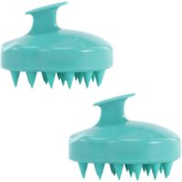 silicone cheveux Massager Scalp Shampooing brosse Soin des cheveux Brosse - Vert (2pcs)
