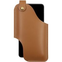 Étui pour téléphone portable en cuir avec passant de ceinture et boucle magnétique (S, marron)