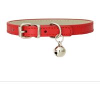 Collier ajustable en cuir à la mode avec grelots pour chatons (rouge)