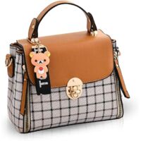 Sac à main en cuir pour femme avec rabat (marron)