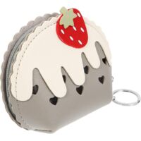 Porte-monnaie zippé en cuir à la fraise pour femme (gris)