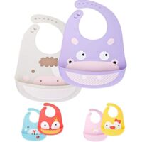Lot de 2 bavoirs réglables en silicone pour bébé (gris)