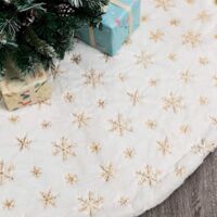 Couverture Sapin Fausse Fourrure Jupe Ronde Blanche