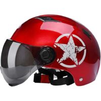 Casque électrique Adulte De Vélo, Casque De Vélo De Protection Amovible, Remplacement du Pare-Soleil Amovible, Casque De Vélo De Route De Montagne Réglable pour Hommes Et Femmes Adultes-Rouge