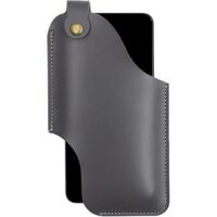 Étui pour téléphone portable en cuir avec passant de ceinture et boucle magnétique (S, noir)