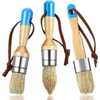 Lot de 3 pinceaux à craie et à cire pour la décoration intérieure de meubles en bois, y compris les pinceaux à craie plats, pointus et ronds (b