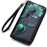 Porte-monnaie à fleurs peint à la main pour femme