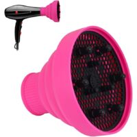 Diffuseur Sèche-Cheveux,Diffuseur en Silicone Pliable Accessoire Sèche Cheveux Universel pour Cheveux Naturels Bouclés Ondulés Salon Voyage - Rose