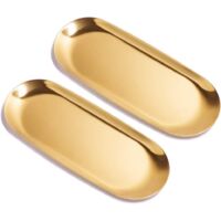 2 pièces de plateau à bijoux en acier inoxydable petit plateau à bijoux de taille moyenne