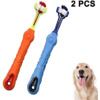 2 / 4 Pcs Brosse pour chien à trois côtés Ajout Mauvaise haleine Tartare Soins des dents