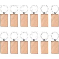 Porte-clés en bois vierges 12 pièces porte-clés en bois porte-clés bricolage personnalisé pour la peinture décorer,