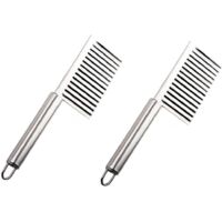 2 Pièces Wave Cutter, Coupe-Pommes de Terre, Chipper de Pommes de Terre,Coupe-Frites de Pommes de Terre, Couteaux à Hacher pour Couper Les Légumes de Pommes de Terre Fruits
