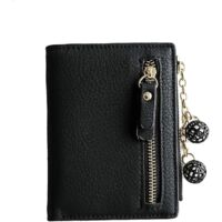 Mini porte-monnaie zippé pour femme (noir),
