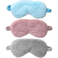 Masque pour les yeux en peluche pour femmes, paquet de 3 masques pour les yeux de sommeil,