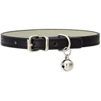 Collier en cuir pour chat bébé chiot chien réglable 19,1 - 27,9 cm collier de chaton avec grelots noir,