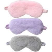 Masque pour les yeux en peluche pour femmes, paquet de 3 masques pour les yeux de sommeil,