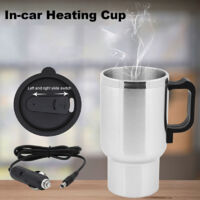 Voiture électrique Kettle en acier inoxydable dans la voiture Travel Thermose Chauffage Bouteille d'eau tasse avec indicateur Light Powed By Cigarette Light Charger Base For Tea Coffee Milk Thermos