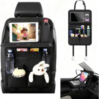 Organisateur de Siège Auto, Organiseur de Siège Arrière de Voiture, Protection de Dossier de Siège Auto pour Enfants avec Table Pliante et Pochette pour Tablette/téléphone Portable