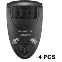 Lot de 4 répulsifs antiparasitaires à ultrasons - Anti-souris - Antiparasitaire prêt à l'emploi, idéal pour les souris, également efficace contre les cafards, les fourmis et les moustiques (noir)