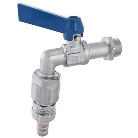 JS ROBINET DE SORTIE EN BOULE, PESANT, RB DN15, 1/2", LEVIER BLEU, MATE CHR. (1/3)