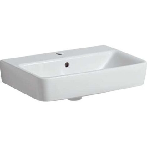 Lavabo Geberit Renova Compact, 55x37cm, trou de robinetterie au centre, Blanc