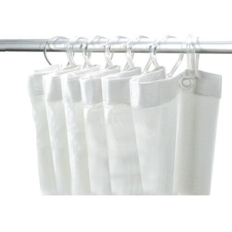 RIDEAU DE DOUCHE AVEC MOUSQUETONS PLASTIQUE - HAUT. 200CM (1/2)