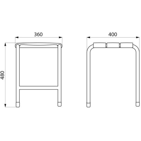 Tabouret lattes en plastiques tube aluminium époxy blanc réf. 510418 (1/2)