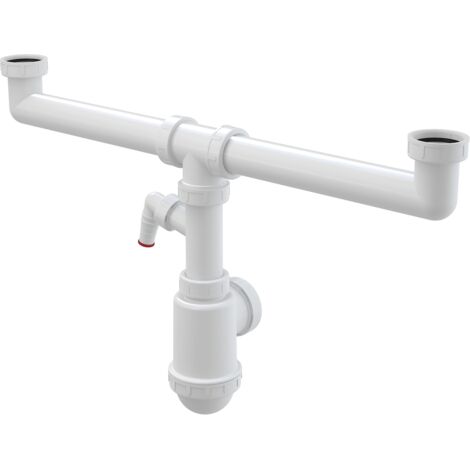 Siphon double évier Alcadrain avec une contre-écrou 6/4" et une connexion pour appareil (1/2)