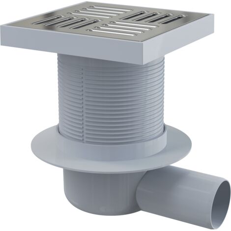 Grille de drainage 150×150 mm avec sortie latérale – Acier inoxydable AISI 304 – Hauteur réglable 22–110 mm – Débit 46 l/min