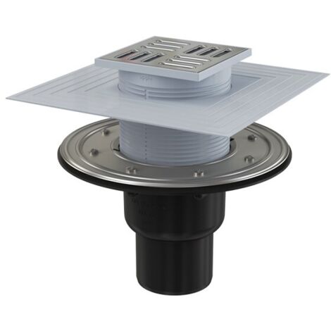 Alcadrain Douchegoten - Siphon de sol 11x11 cm, diamètre 5/8 cm, 2ème niveau d'isolation, arrêt de l'eau et des odeurs sèches, acier inoxydable/plastique APV4344