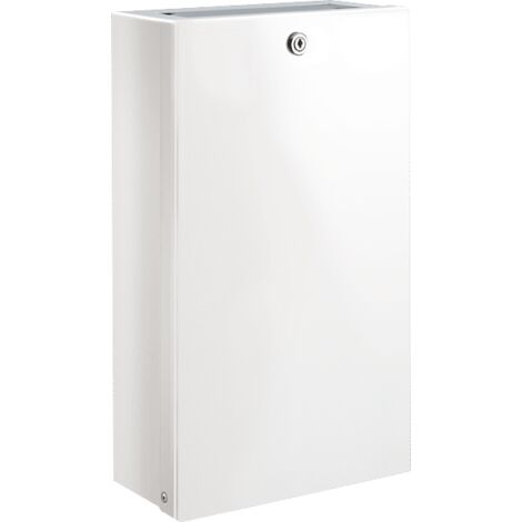 Conteneur à déchets Delabie pour papier, montage mural, revêtement en poudre blanc (1/2)