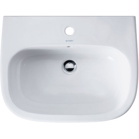 Lavabo suspendu Duravit D-Code 600x460mm – Céramique émaillée blanche – 1 trou robinetterie – Fixation vis à double filetage