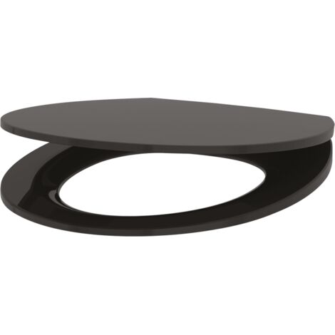 Cuvette de WC Delabie Slim BCN noir en dure plastique avec couvercle et fermeture automatique. (1/2)