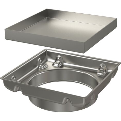 AlcaDrain Élévation du dessus + Grille double face 130×130 mm, acier inoxydable (1/2)