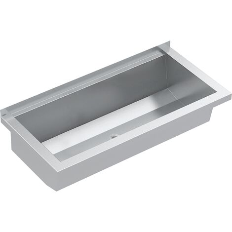 KWC AR Lavabo, PLANOX, Acier inoxydable, Montage murale, 800x210x382 mm, sans bras de soutien