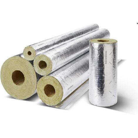 Coquille pour tuyau de chauffage en alu 42mm – Épaisseur d'isolation 40mm – Enroulée concentriquement – Feuille sandwich en aluminium – Rockwool