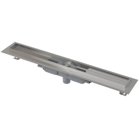 Alcadrain Douchegoten - Bac à douche Professional Low 300 mm, avec rebord pour grille complète, écoulement vertical, acier